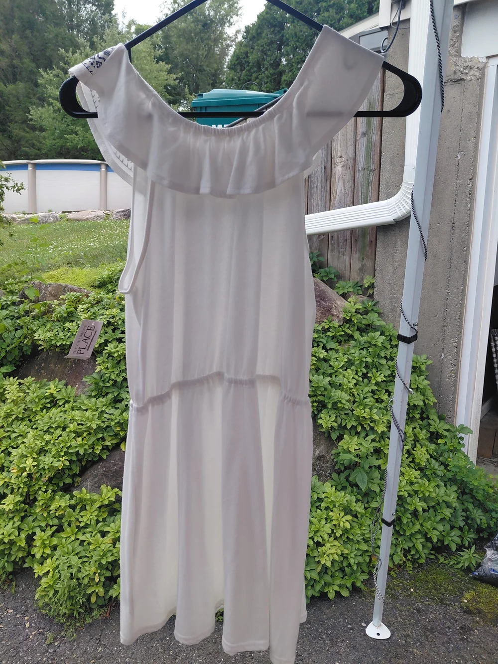Children's Place White Dress with Navy Embroidered Floral Yoke